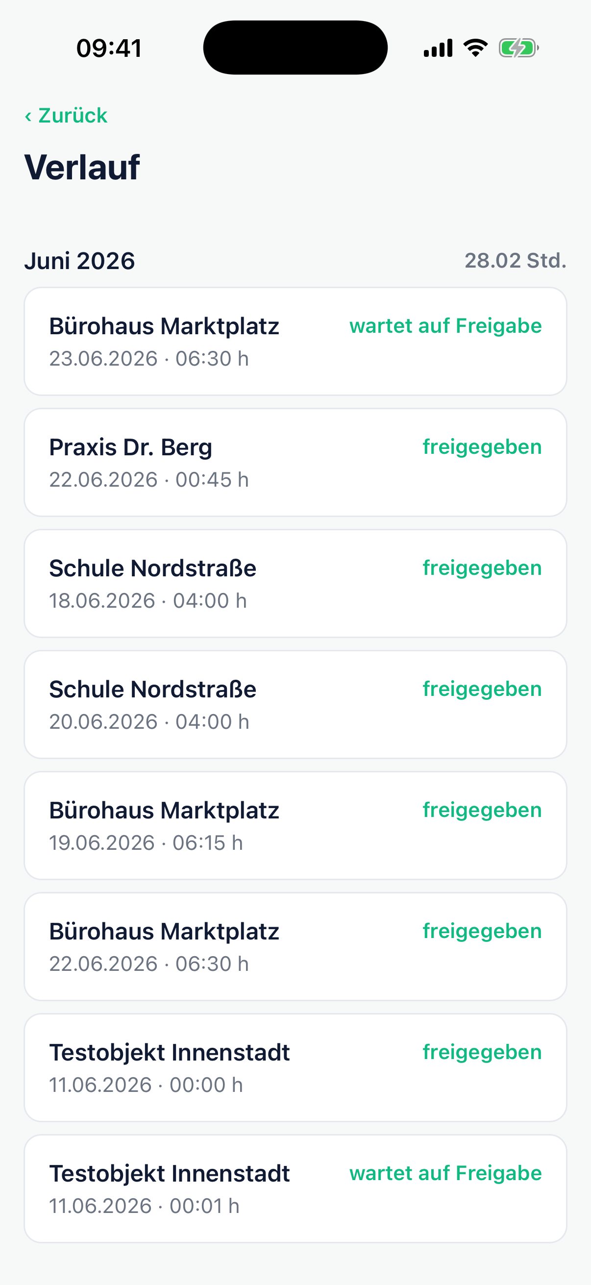 geoclean App – Monatsverlauf